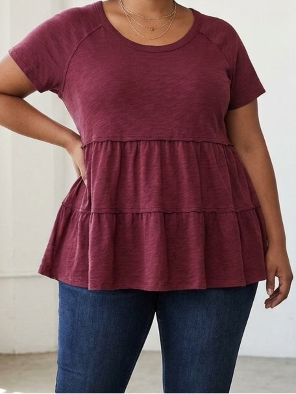torrid Tiered Raglan Top - Zinfandel